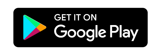 Imagem da plataforma Google Play, com logo em forma geométrica nas cores azul, verde, vermelho e amarelo, com fundo preto e texto Disponível no Google Play