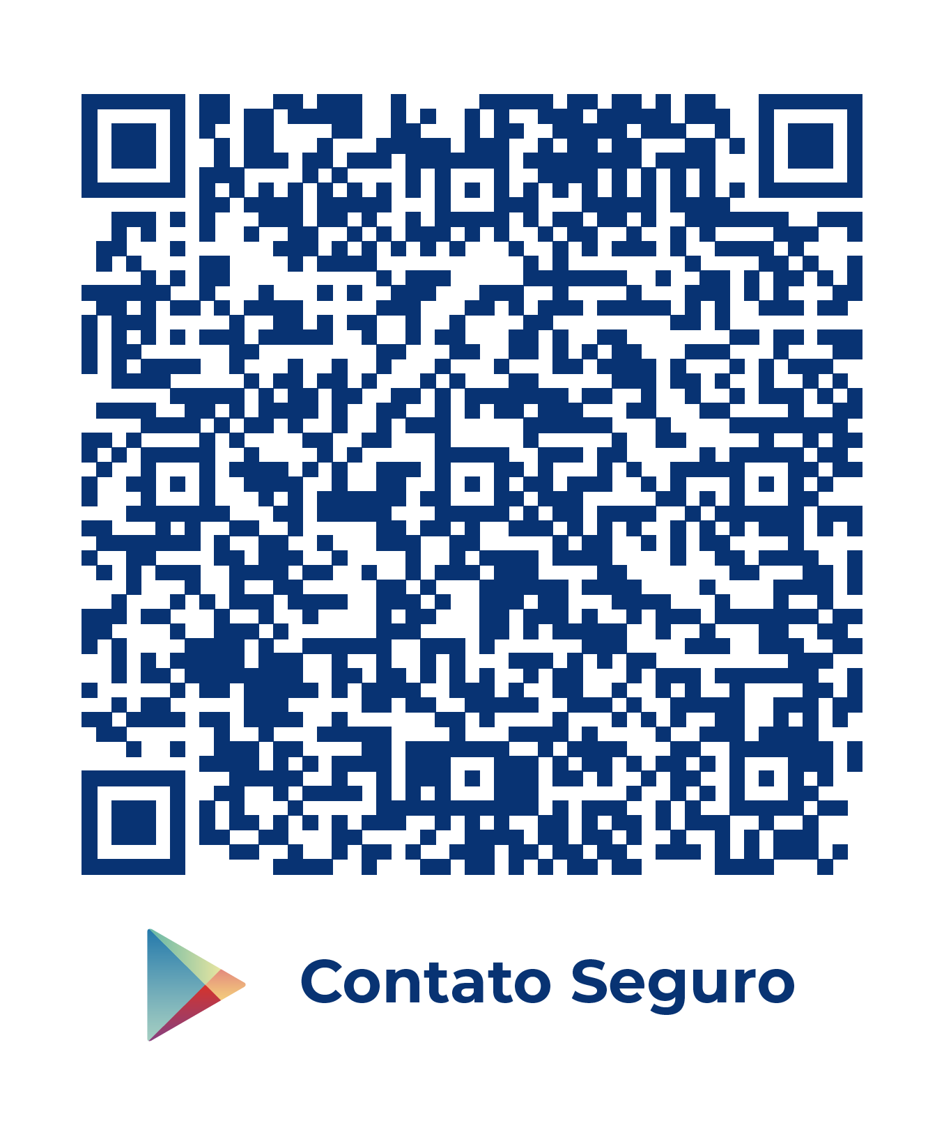 Imagem da plataforma Google Play, com logo em forma geométrica nas cores azul, verde, vermelho e amarelo, com fundo preto e texto Disponível no Google Play