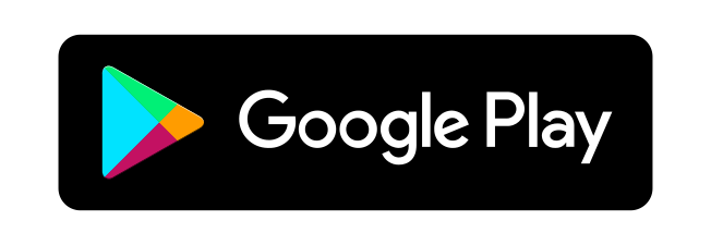 Imagem da plataforma Google Play, com logo em forma geométrica nas cores azul, verde, vermelho e amarelo, com fundo preto e texto Disponível no Google Play