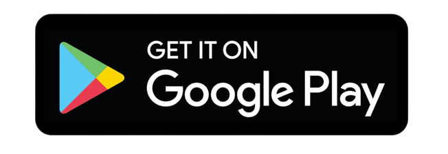 Imagem da plataforma Google Play, com logo em forma geométrica nas cores azul, verde, vermelho e amarelo, com fundo preto e texto Disponível no Google Play